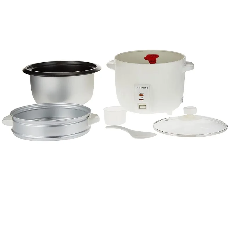 Frigidaire Rice Cooker 1.8L with Steamer 700W Glass Lid, Removable Non-Stick Inner Pot White FD8018S