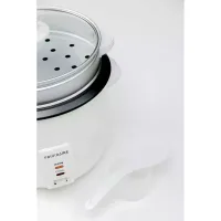 Frigidaire Rice Cooker 1.8L with Steamer 700W Glass Lid, Removable Non-Stick Inner Pot White FD8018S