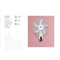 Nikai Wall Fan 16 Inch 5 Blades 3 Speeds 45W NWF1636RT1 T Class Copper Motor 120 Grill 5 As Knife Blades With Remote Control