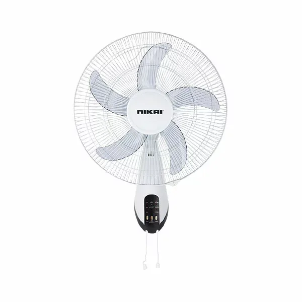 Nikai Wall Fan 16 Inch 5 Blades 3 Speeds 45W NWF1636RT1 T Class Copper Motor 120 Grill 5 As Knife Blades With Remote Control