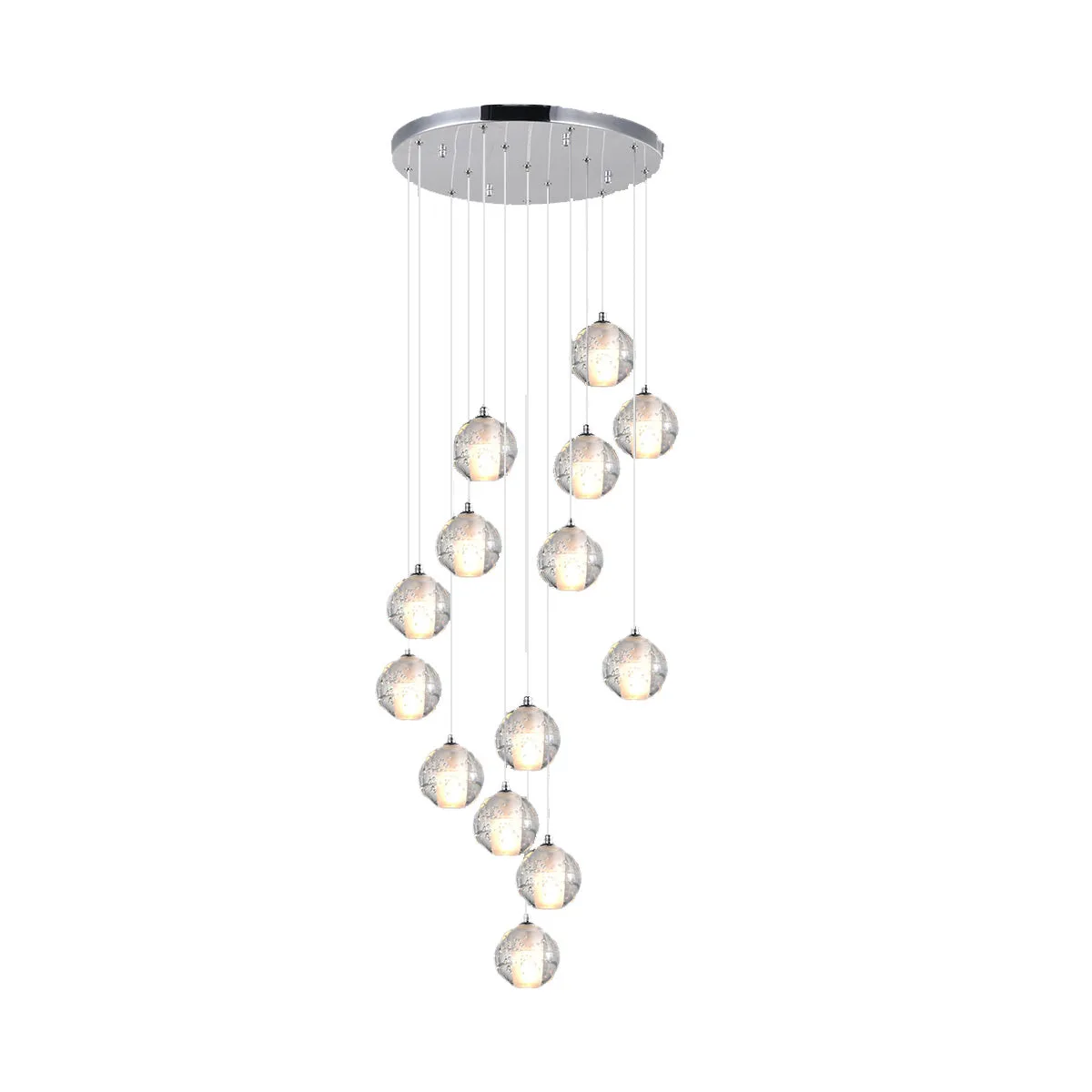 Tronic 14-Globe Crystal Spiral Pendant Chandelier with Chrome Finish