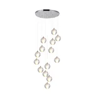 Tronic 14-Globe Crystal Spiral Pendant Chandelier with Chrome Finish