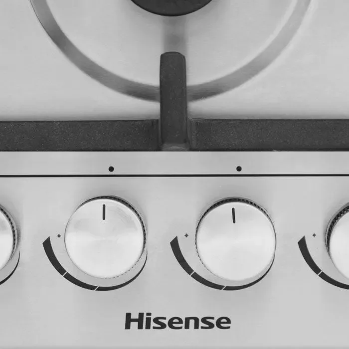 Hisense Built-in Gas Hob, Silver, 60 x 60cm, 220-240V, 50Hz, 8060W, HHU60GAGR