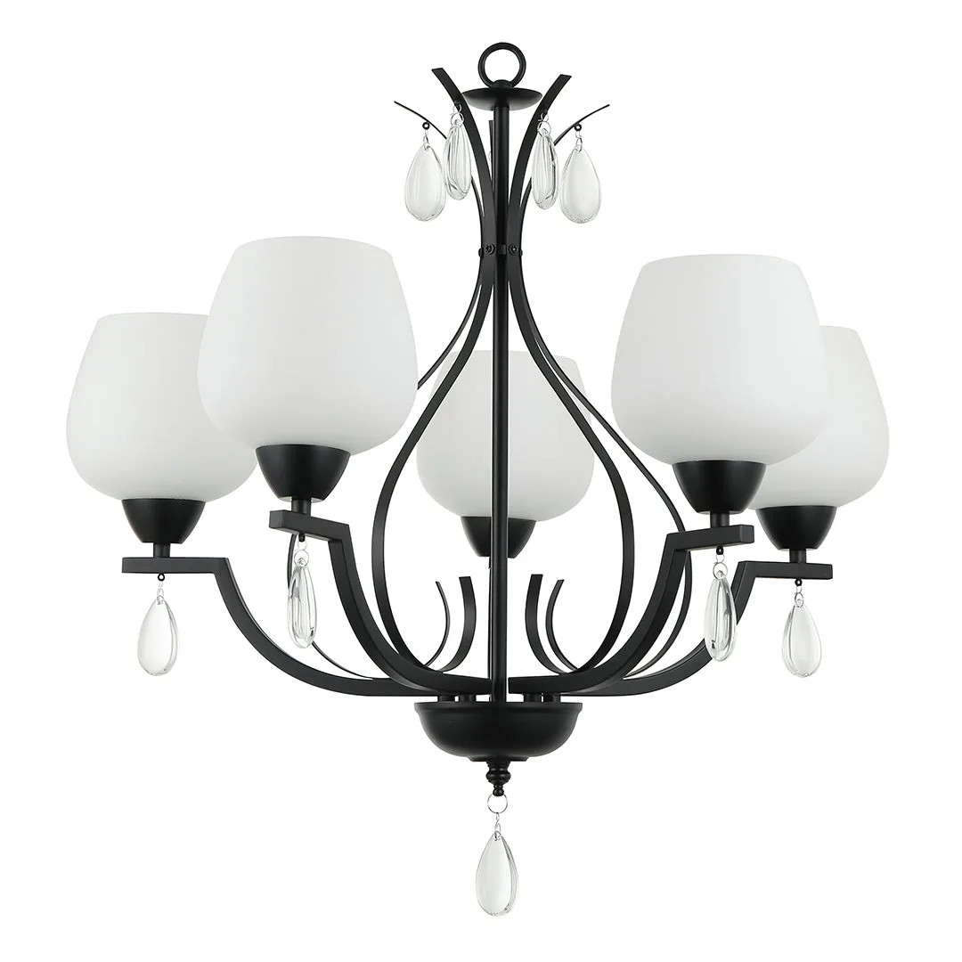 Tronic Black & White 5-Light Frosted Glass Pendant