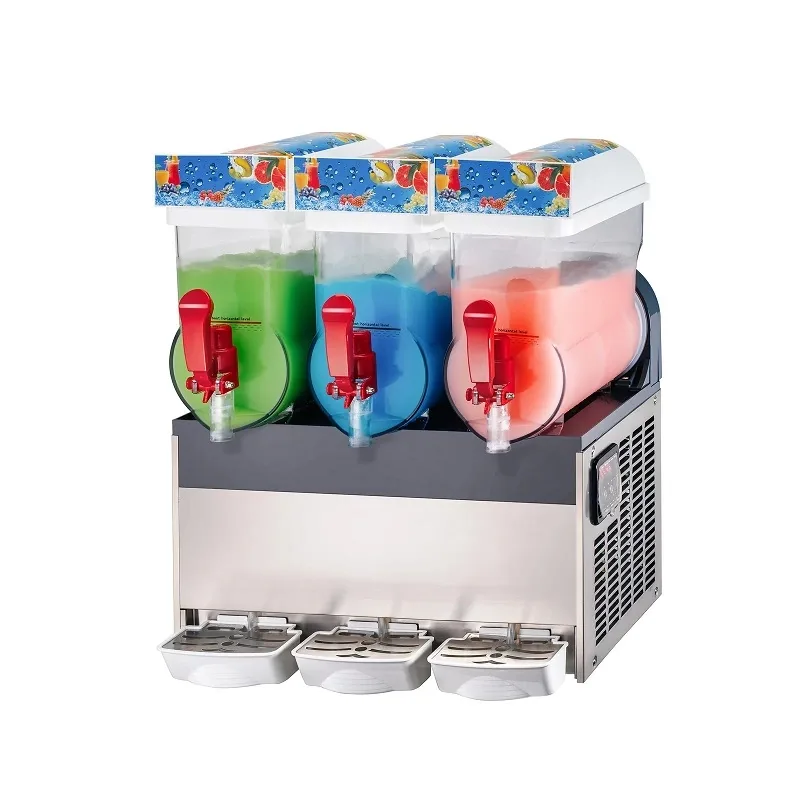 Commercial Electric Triple Head Slush Machine 45L, 800W Professional Frozen Drink Maker, High-Efficiency Three-Tank Margarita & Slushie Machine WG-XRJ15L3