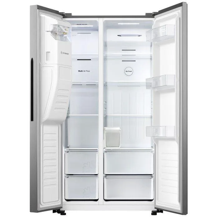 Hisense Refrigerator 474L Side by Side, Water & Ice Dispenser, No Frost, Multi Airflow, LED Lighting, Stainless Steel H690SS-IDL