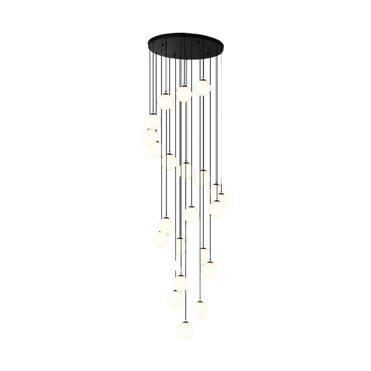 Tronic 20-Globe Spiral Pendant Chandelier with Matte Black Finish