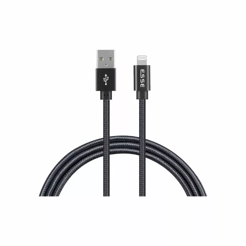 Hyphen ESSE USB to Lightning Cable 2m, Fast Charging, Nylon Braided, Tangle-Free, Durable Apple Charging Cable ECB-ULI27088DYRO