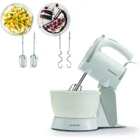 Kenwood Hand Mixer 5 Speed with Turbo Function 300w Hmp22.000wh - 2 Beaters For Eggs And Cream And 2 Hooks For Mixing Dough 5 Speeds With Turbo Function