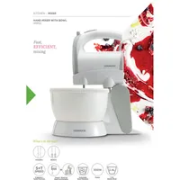 Kenwood Hand Mixer 5 Speed with Turbo Function 300w Hmp22.000wh - 2 Beaters For Eggs And Cream And 2 Hooks For Mixing Dough 5 Speeds With Turbo Function