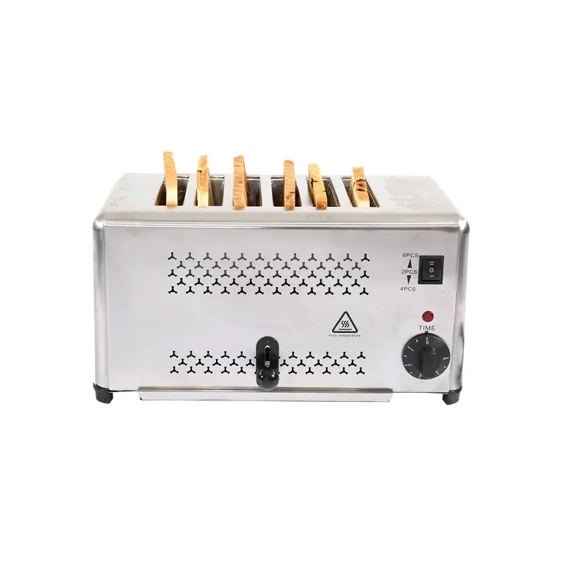 Commercial Electric 6-Slice Automatic Flip-Up Toaster, 2.5kW Professional Stainless Steel Bread Toaster, Industrial Heavy-Duty Pop-Up Toaster WG-DS-6A