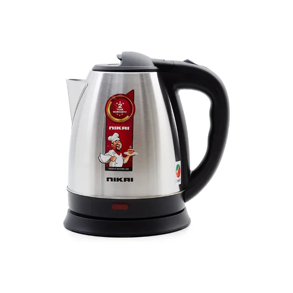 Nikai Jug Kettle 1.7L Steel With Cord Storage 2200W NK420A Automatic Shut Off Boil Dry Protection With Indicator Stainless Steel Body