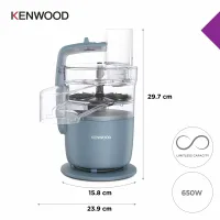 Kenwood Food Processor 650W MultiPro Go, Chopping, Slicing, Grating, Pureeing and Kneading Dough, with Express Serve, 1.3L Bowl, Knife blade, 4mm Slicing/Grating Disk, FDP22.130GY