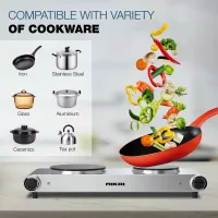 Nikai Hot Plate 188MM Double Steel Body 2500W NKTOE5N2 Overheat Protection System Power Indicator Light Adjustable Thermostat Control