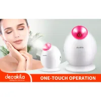 Decakila Facial Steamer One Touch Operation Ceramic Heater 280w Kefs001w removable water tank anti slip foot design with 1 meter wire