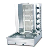 Commercial Gas Kebab Machine 40kg 5-Burner 67,558 BTU Industrial Shawarma Griller, Professional Motorized Stainless Steel Doner Kebab Machine WG-1050