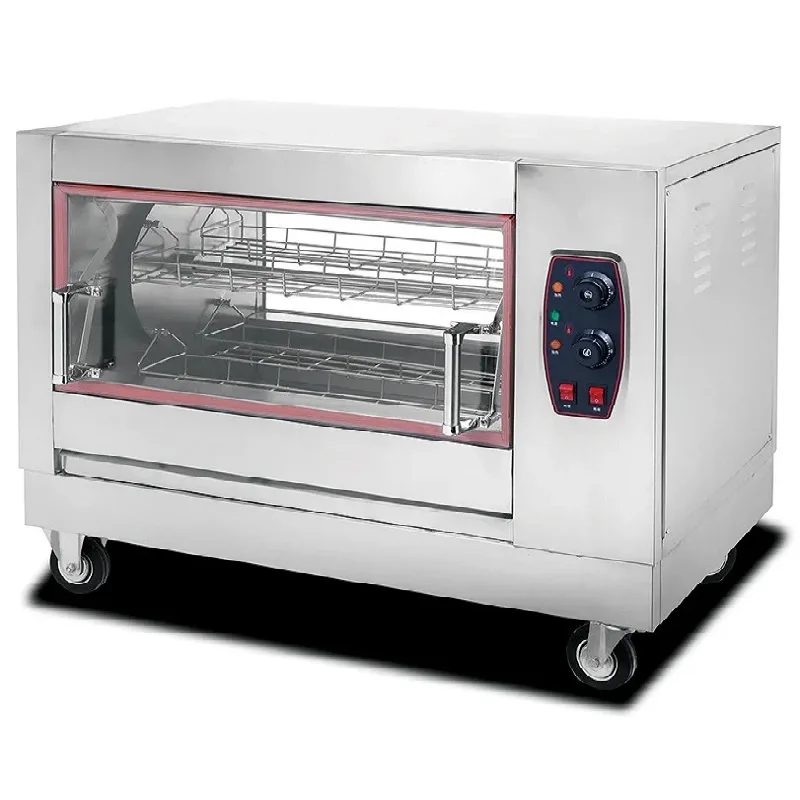 Commercial Electric Chicken Rotisserie 4-Basket, 6.2kW High-Output Commercial Roaster, Industrial Stainless Steel Poultry Oven HEJ-268