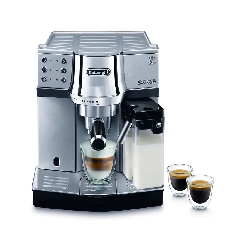 Delonghi Pump Espresso & Cappuccino Machine 1450W, Automatic Milk Frother, Metallic EC850.M