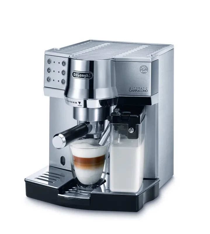 Delonghi Pump Espresso & Cappuccino Machine 1450W, Automatic Milk Frother, Metallic EC850.M