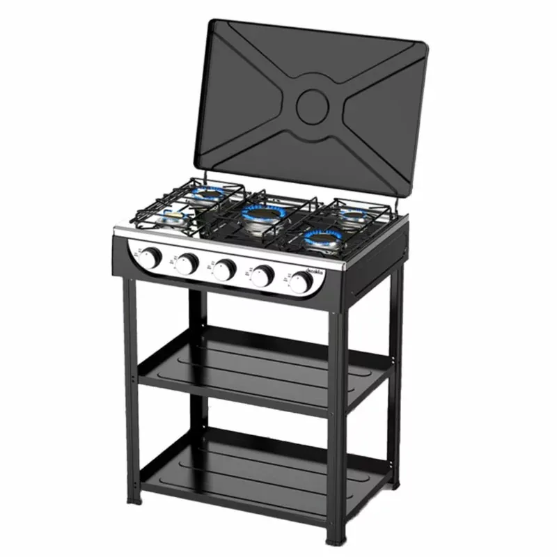 Decakila Gas Cooker 5 Burners with Shelf and Stand Manual Ignition Kmgs019b stainless steel panel iron sheet sprayed cover with non slip footpad