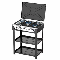 Decakila Gas Cooker 5 Burners with Shelf and Stand Manual Ignition Kmgs019b stainless steel panel iron sheet sprayed cover with non slip footpad