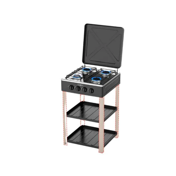Decakila Gas Cooker 4 Gas Burner With Shelf LPG Only Heat OutPut KMGS018B-KMGS017B