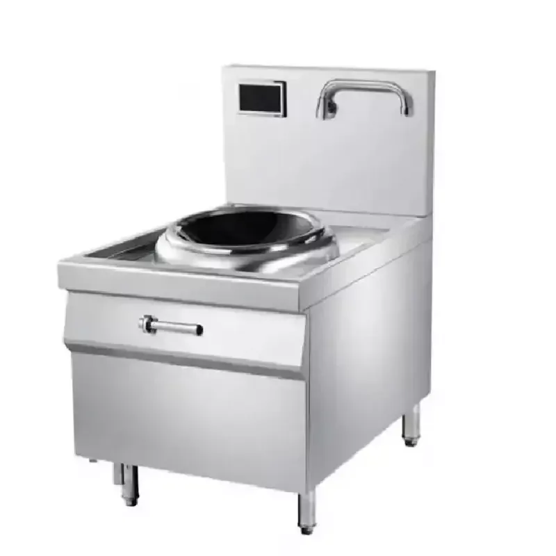 Commercial Electric Industrial Induction Wok Cooker 15kW, 8-Gear Magnetic Control High-Power Electric Wok, Professional 400mm Stainless Steel Induction Range