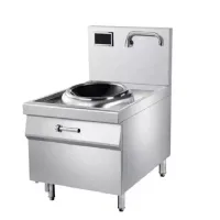 Commercial Electric Industrial Induction Wok Cooker 15kW, 8-Gear Magnetic Control High-Power Electric Wok, Professional 400mm Stainless Steel Induction Range