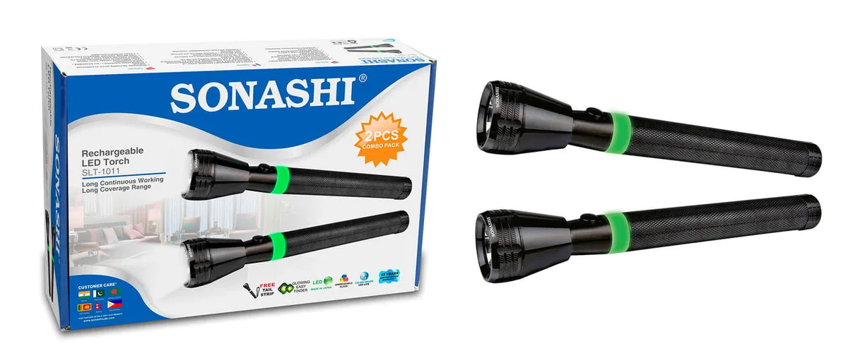Sonashi Rechargeable LED Torch 2pcs Combo Pack SLT-1011