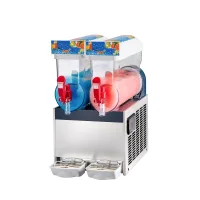 Commercial Electric Double Head Slush Machine 30L, 600W Professional Frozen Drink Maker, High-Efficiency Dual-Tank Margarita & Slushie Machine WG-XRJ15L2