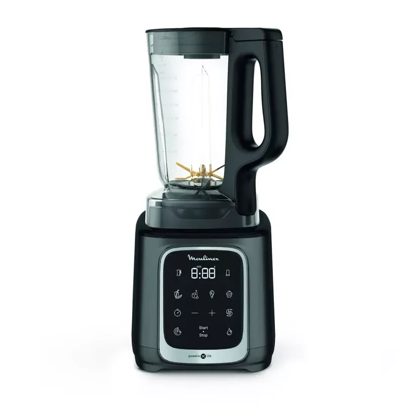 Moulinex Blender 2.6L Tritan Blender Jar with 2 Mills, 1600W, Razor Sharp 6 Blades, Infinity Mix, Digital Touch Control with 5 Automatic Programs, 10 Speed Settings, On the Go Bottle LM91HD27