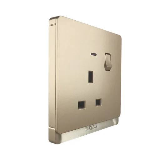 Tronic Gold 1-Gang 13A Switched Socket with Neon - Double Pole