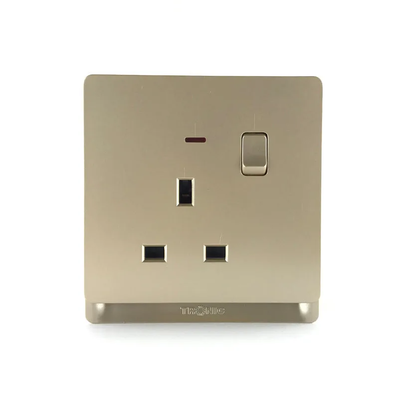 Tronic Gold 1-Gang 13A Switched Socket with Neon - Double Pole
