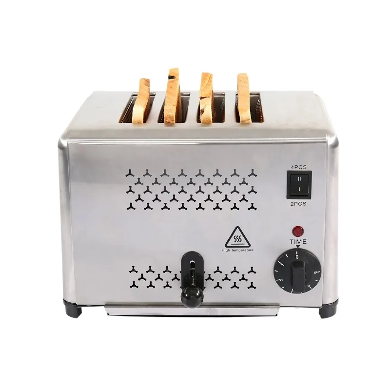 Commercial Electric 4-Slice Automatic Flip-Up Toaster, 1.8kW Professional Stainless Steel Bread Toaster, Industrial Heavy-Duty Pop-Up Toaster WG-DS-4A