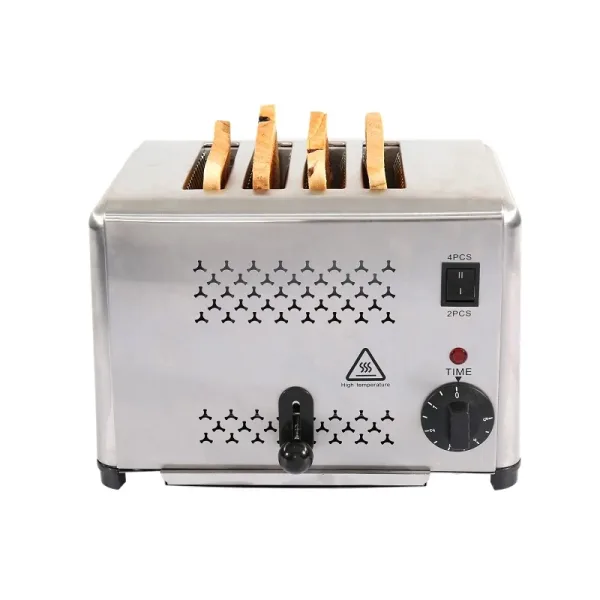 Commercial Electric 4-Slice Automatic Flip-Up Toaster, 1.8kW Professional Stainless Steel Bread Toaster, Industrial Heavy-Duty Pop-Up Toaster WG-DS-4A