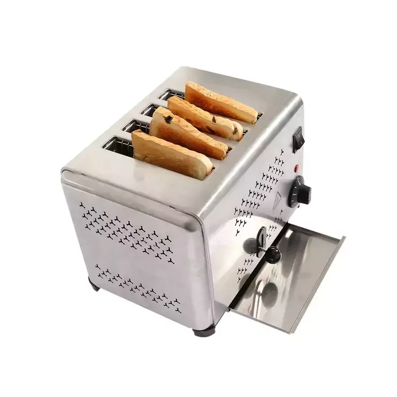 Commercial Electric 4-Slice Automatic Flip-Up Toaster, 1.8kW Professional Stainless Steel Bread Toaster, Industrial Heavy-Duty Pop-Up Toaster WG-DS-4A