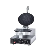 Commercial Electric Single Plate Cone Waffle Baker 1.2kW, Non-Stick Stainless Steel Ice Cream Cone Maker WG-HF-1XG