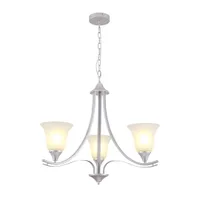 Tronic Silver 3-Arm Chandelier with Frosted Glass Shades (E27)