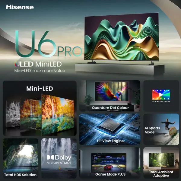 Hisense 75" Smart UHD 4K Mini-LED Quantum ULED TV with Dolby Vision 75U6N-PRO