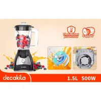 Decakila Blender 1.5l Plastic Jug with Stainless Steel Blades 500w Kejb043b Two speeds with pulse function Plastic jug Non-slip design